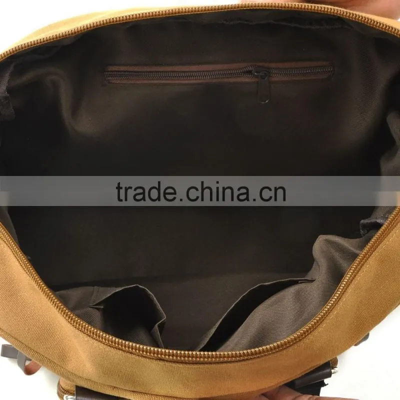Factory OEM canvas travel sport shoulder bag with pocket on the back