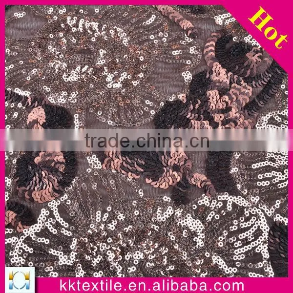 Wholesale New fashion sequin embroidery design with polyester mesh fabric