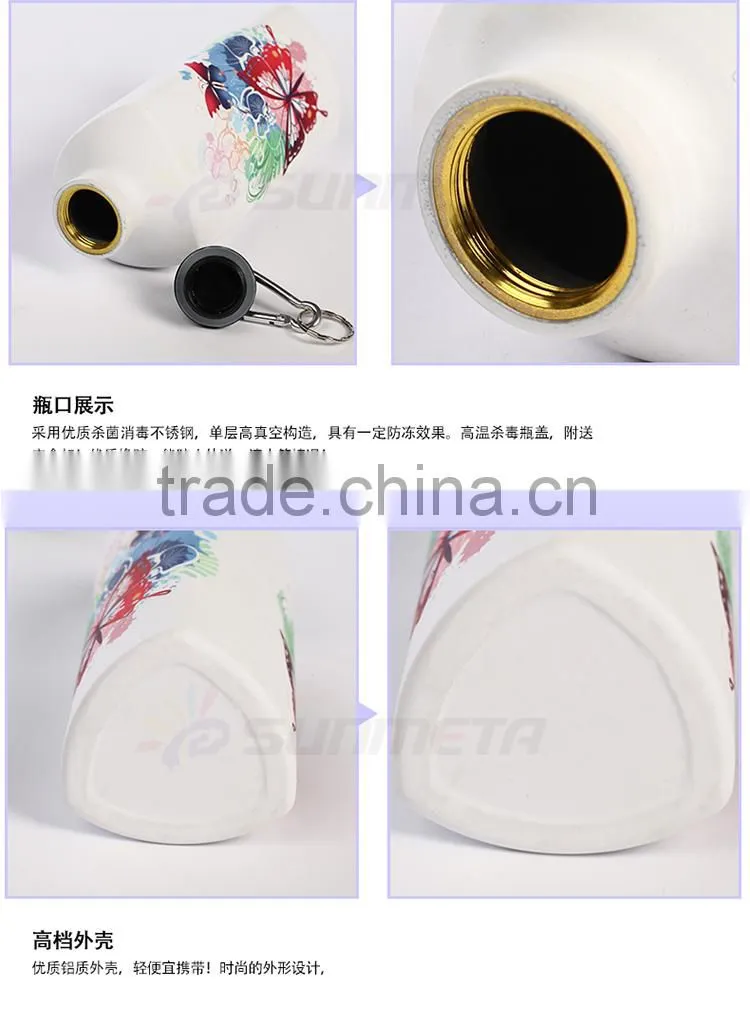 Sunmeta factory price 600ml sports bottle triangle shape sublimation sports bottle