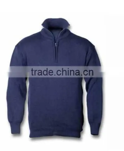 EN13688 mixed virgin wool workwear long sleeves half zip polo-neck sweater