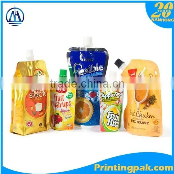 custom printed self standing liquid laundry detergent doypack pouch with spout for packing milk juice