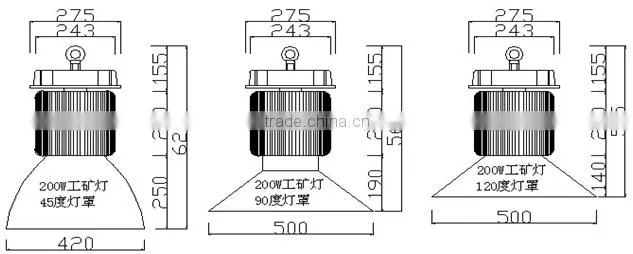 5 years warrenty 200w led high bay light & Meanwell driver led high bay light 200w & high brightness 200w high bay light