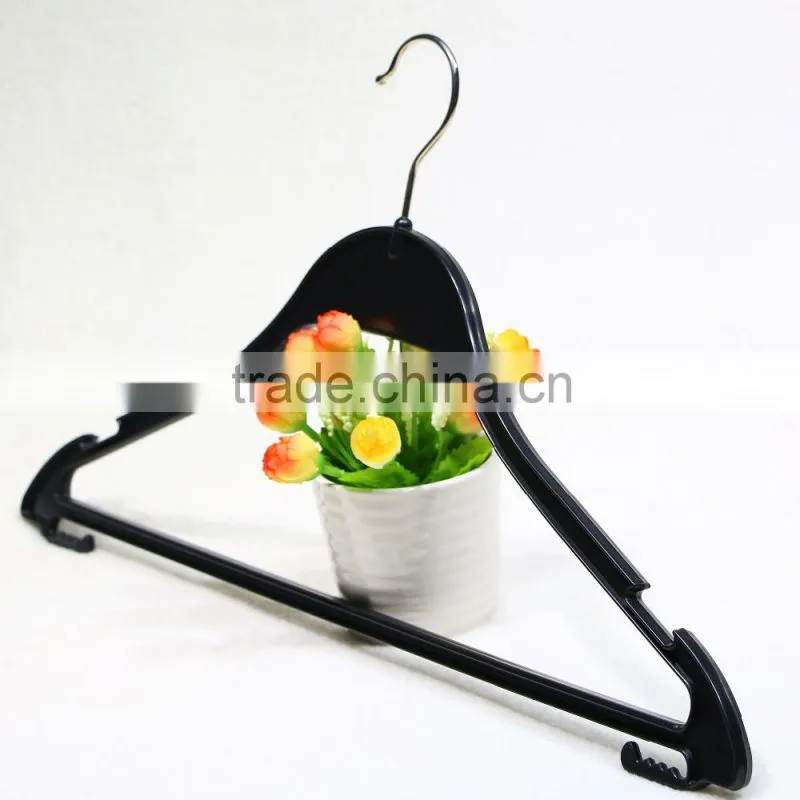 Bulk black plastic suit hanger for hotel