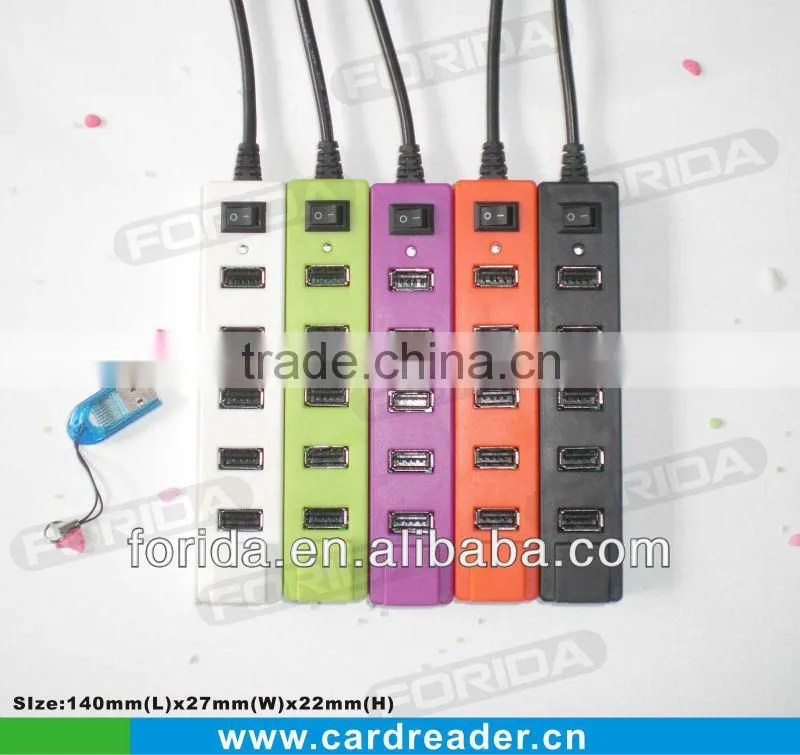 Hot selling usb hub 7 port ,colorful usb adapter