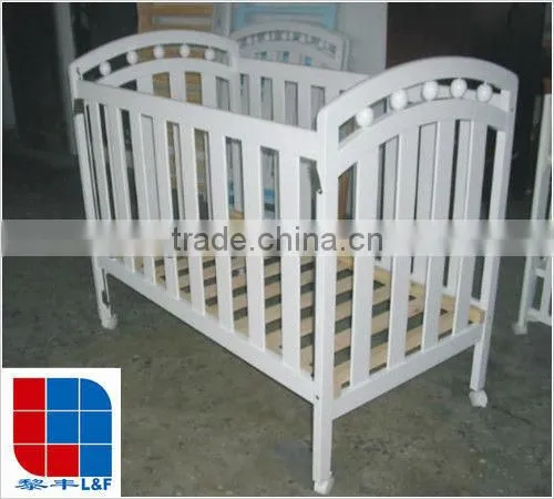 L&F 2 in 1 white or brown wood fixed side baby cot