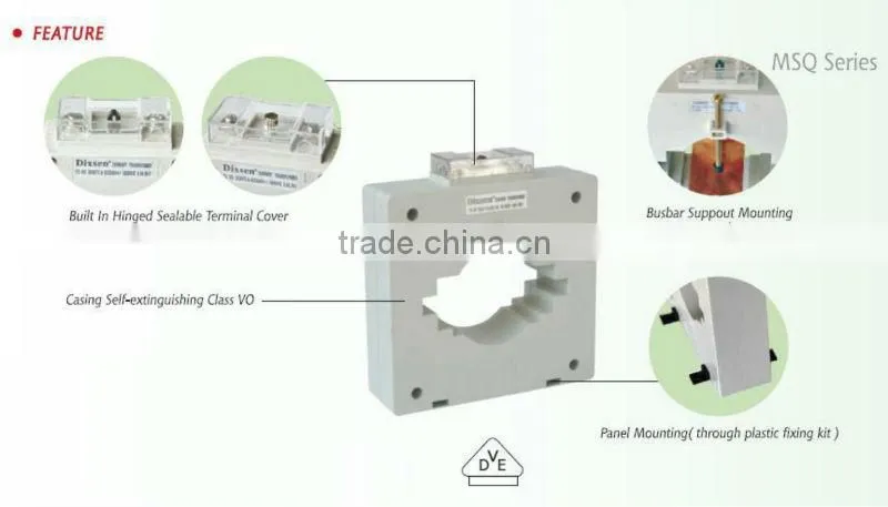 Current transformer MSQ-125(Primary, Secondary, Class, Conductor throught, Hz)