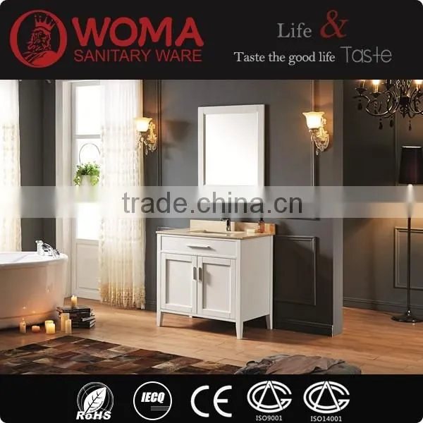 Modern Single Basin Wash Basin Cream Color Solid Oak Wood Bathroom Vanity NO.1001A