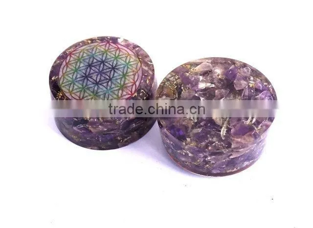 Amethyst Chakra Flower Of Life Orgonite Energy Tower Buster