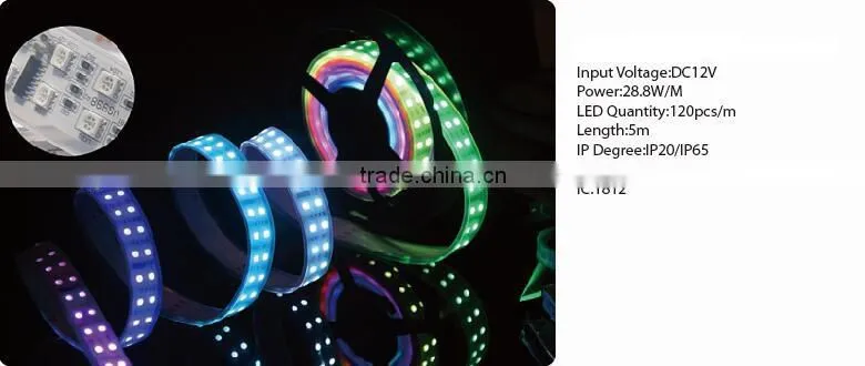 28.8W/M DC12V IP20/IP65 120PCS/M SMD5050 Magic color LED strip lighting