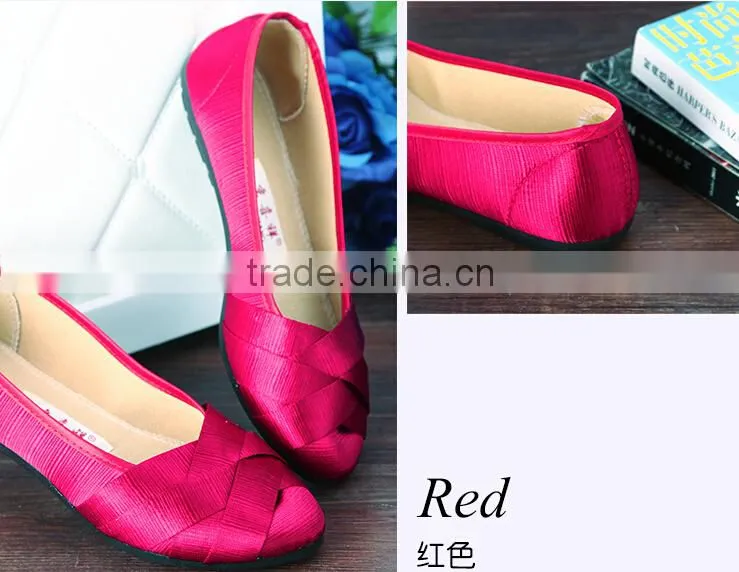 Cloth shoes women's shoes summer shallow mouth flat braid casual shoes comfortable soft bottom breathable flat walking shoes