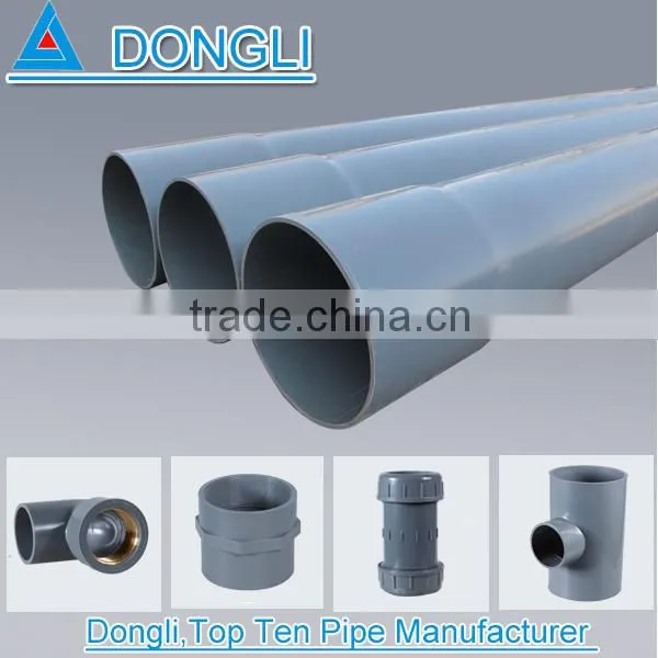 ISO4422 GB/T standard hard pvc water pipe u-pvc water flow tube 200mm