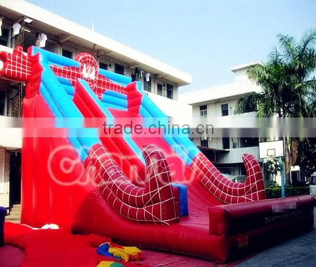 Hot selling inflatable dry slide for children, giant infatable spiderman slide