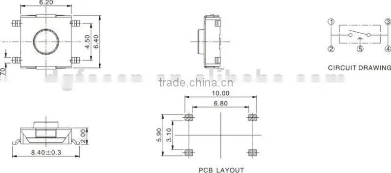 miniature SMT 4 pin touch switch TS-1306B