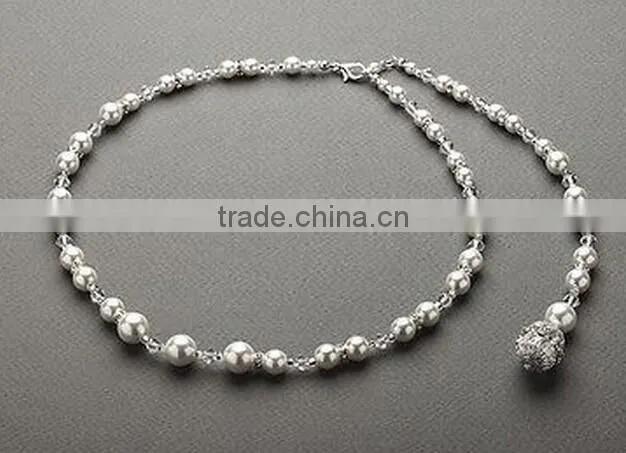 Hot Sale Crystal Pearl Diamond Pearl Tassels Bridal Backless Low Back Backdrop Necklace