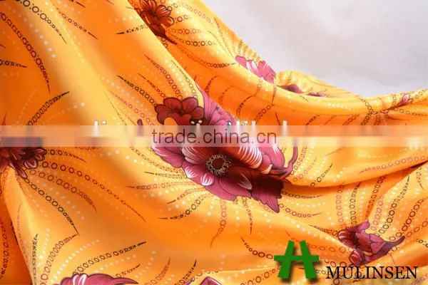 Mulinsen textile fabric manufacturer hotsale shinny spandex printed polyester satin