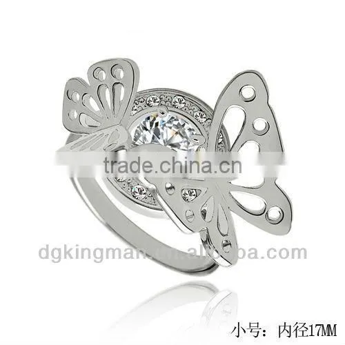 Top Sale Real Gold Plating Animal Rings Butterfly Rings With Austrian Crystal