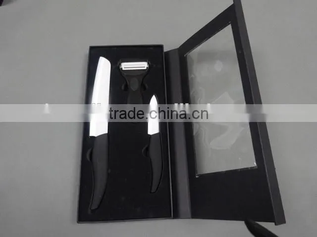 Ceramic Knife with a Peeler in Black Window Box packaging