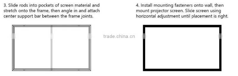 Fixed Frame Screen Glass Fabric White Grey Front Projection Ratio 16:9/ 4:3/1:1 PVC projection screen for home theater education