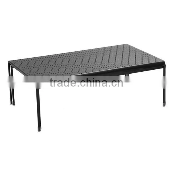 Black Metal Expandable Stackable Kitchen Counter Cabinet Storage Shelf