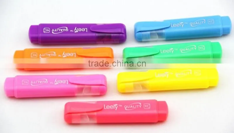 bright multi-color flat barrel highlighter pen