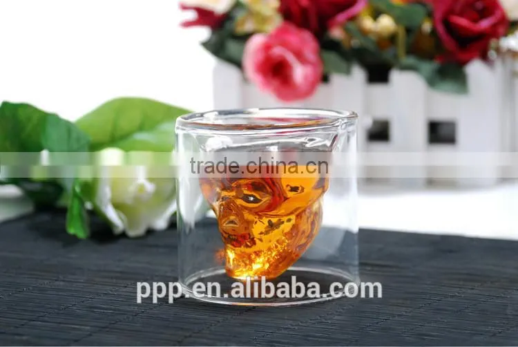 Skull glass cup/ handmade glass cup/ square glass cup