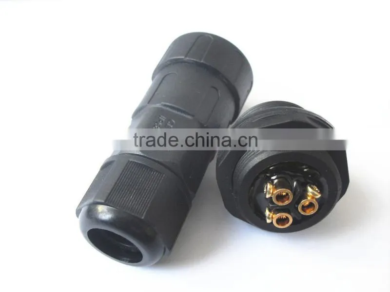 LLT 3 pin threaded lock rear panel mount waterproof screw connector