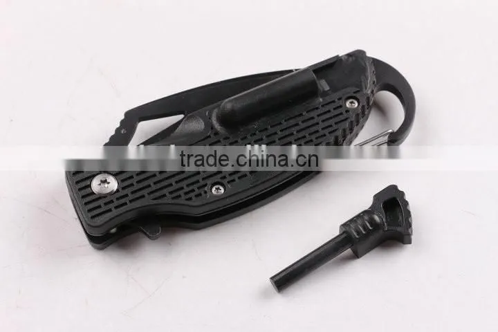 OEM multifunctional pocket camping knife with fire starter
