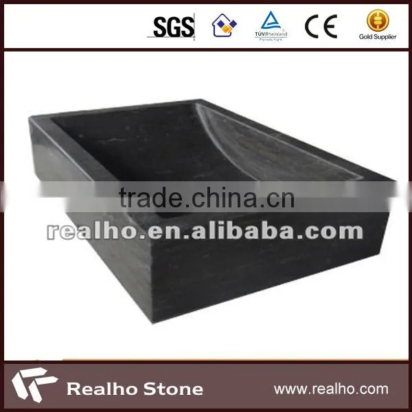 Natural Stone Grey Round Wash Basin for Bathroom