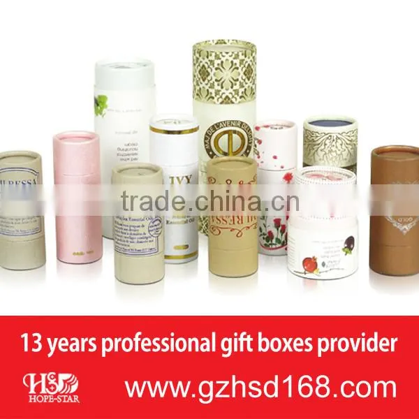 Wholesale black tube box custom made paper packaging stamping logo round candle box