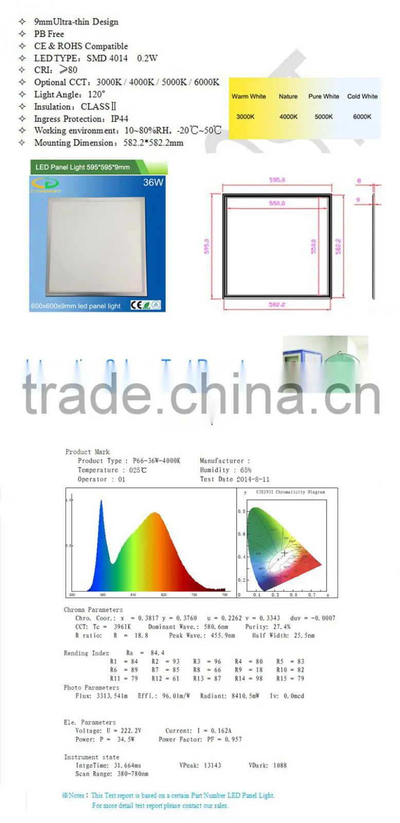 Lighting Project New Choice 20-25 USD/PCS Silver Frame 595*595*8.5MM 3600LM LED Panel Light 600x600 40W