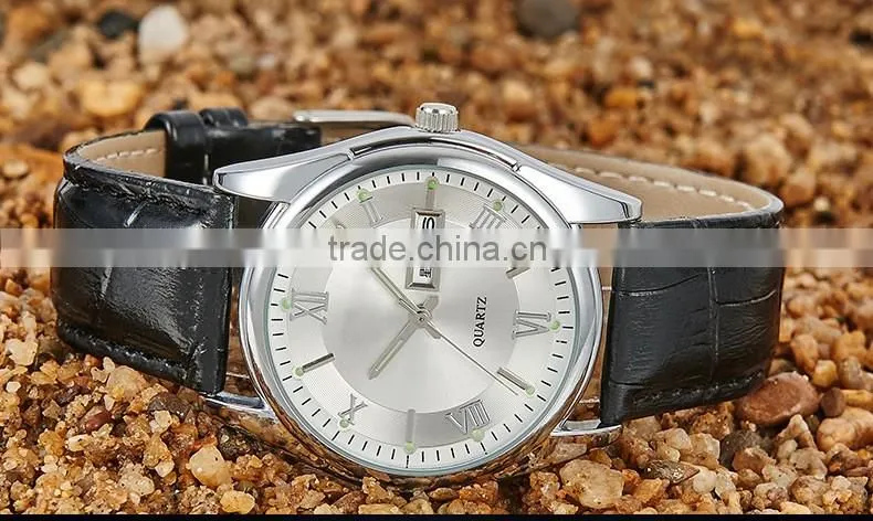 Trendy custom brand logo men quartz wirst vintage leather watch luminous pointer dial