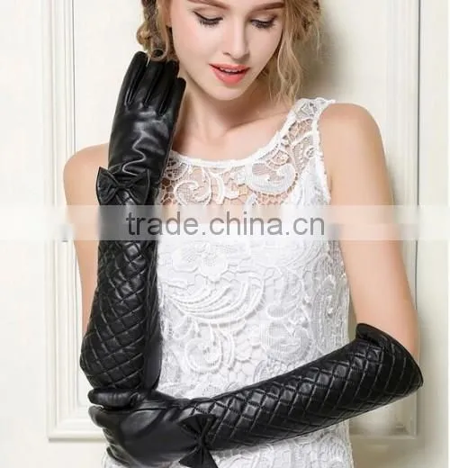 Stylish Black Long Grid Gloves 2016 Hot Fashion Long Grid Gloves