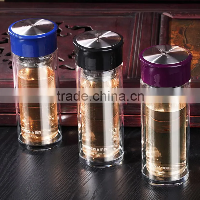 Double Wall Loose Leaf Tea Infuser Custom popular High-grade Travel Water Bottle Glass