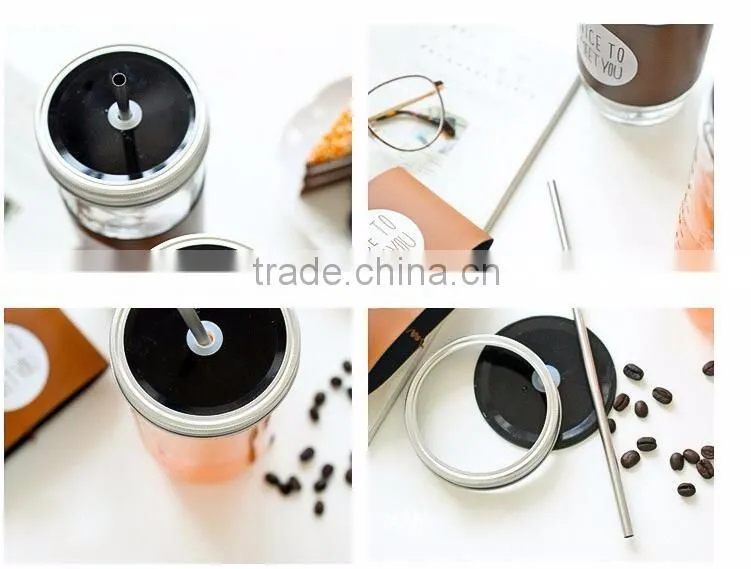 New Fashion Creative Office Glass Coffee Mug With Lid And Straw