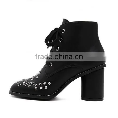 2016 Comfortable Chunky heel ankle boots lace up martin boots for hot-selling PJ4391