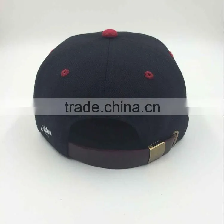 wholesale custom design your own logo 7 panel black snapback hat with woven label