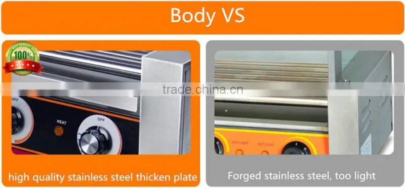Hot sale 5/7/9 rollers stainless steel commercial hot dog machine/maker/grill