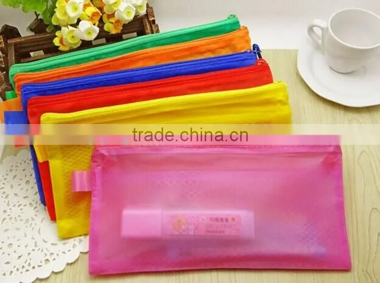 Customized mesh inner pvc pencil case with compartments