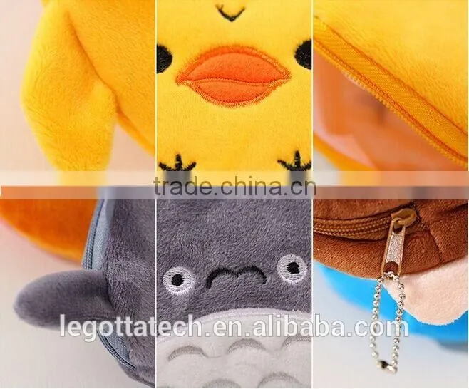 Wholesale high quality cheap lovely cartoon plush toy pencil case