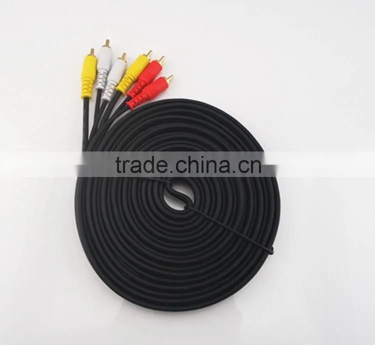 hot sale 1.8m audio cable 3RCA/M-3RCA/M six line gold plated AV cable