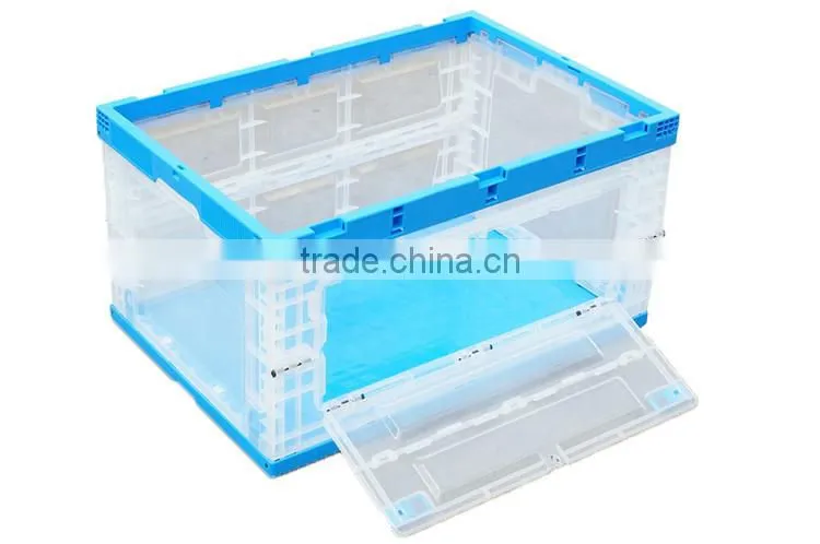 Durable foldable collapsible euro hard plastic crate with cover