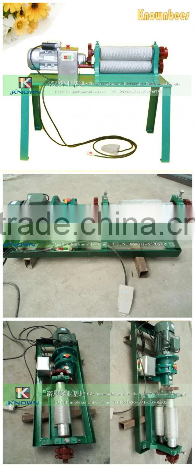 beeswax foundation sheet embossing machine with roller length 650mm