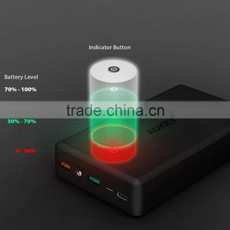 AUKEY Power Bank 30000mAh Portable Charger with Quick Charge 3.0 & USB C Port for Apple MacBook, iPhone, iPad, Samsung and More