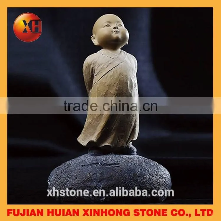 Granite Lovely Little Monk Stone Statue Hands on Chin