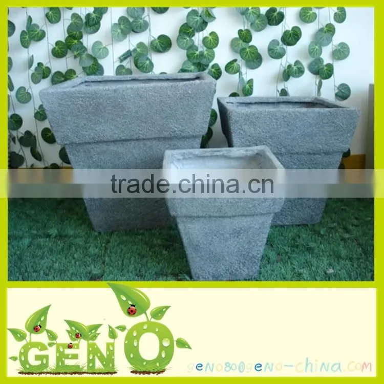 Outdoor home striped fiber clay plant pot planter
