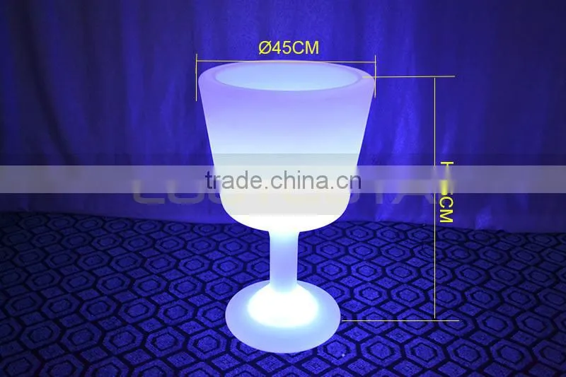 New Design wineglass shape Plastic Luminous Led Ice Bucket/Bar Wine Ice Bucket