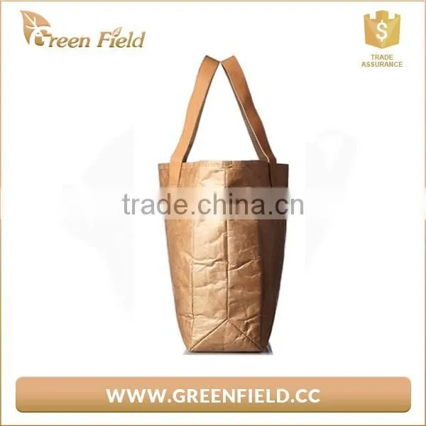 Brown color shopping bags waterproof tyvek paper lady shopping bag