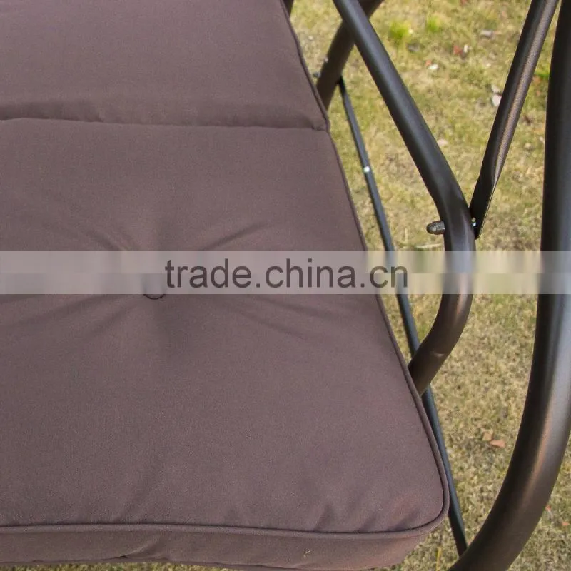Patio Swing Hammock Chair with Cushion (Brown 3 Seat Bed swing)