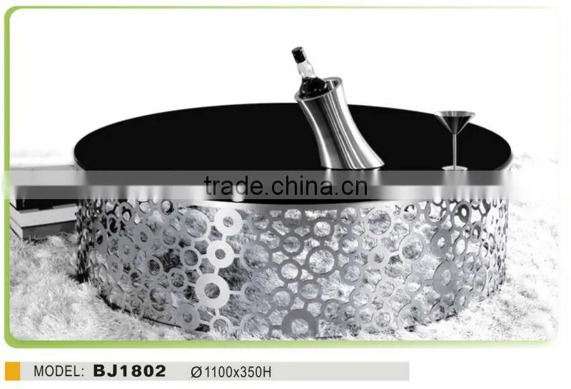 round glass coffee table BJ1802 stainless steel table for living room