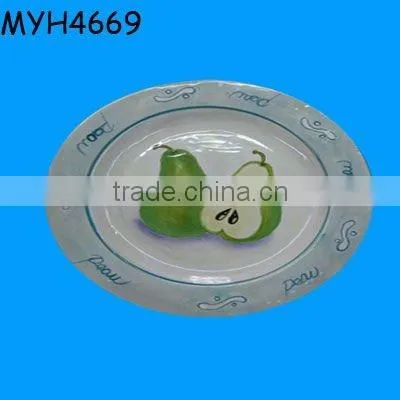 Handmade glazed ceramic oval shaped serving plates